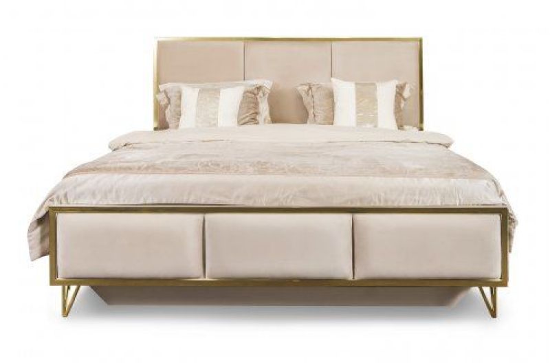 Кровать Lara 1800 с мягким изголовьем + основание (бежевый глянец) | увеличить фото 2 Кровать Lara 1800 с мягким изголовьем + основание (бежевый глянец) | фото 2