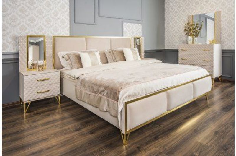 Кровать Lara 1800 с мягким изголовьем + основание (бежевый глянец) | увеличить фото 3 Кровать Lara 1800 с мягким изголовьем + основание (бежевый глянец) | фото 3