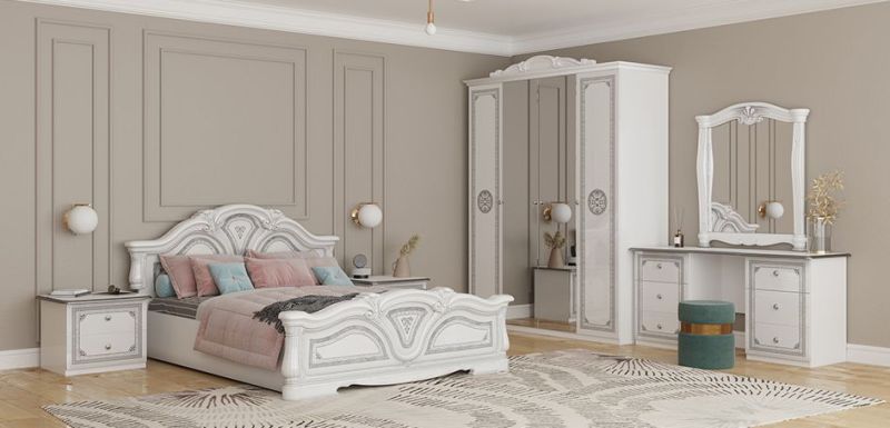 Шкаф 4-х дверный с зеркалами (12.244) Грация (белый/серебро) | увеличить фото 3 Шкаф 4-х дверный с зеркалами (12.244) Грация (белый/серебро) | фото 3